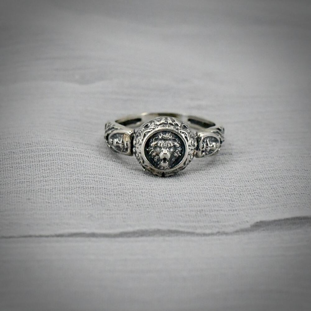Vintage 925 Sterling Silver Lion Head Signet Ring Leo Size 7 3.4g